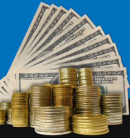 gold coins and $100 bills