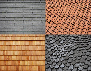 asphalt shingles, tile shingles, wood shingles, slate shingles